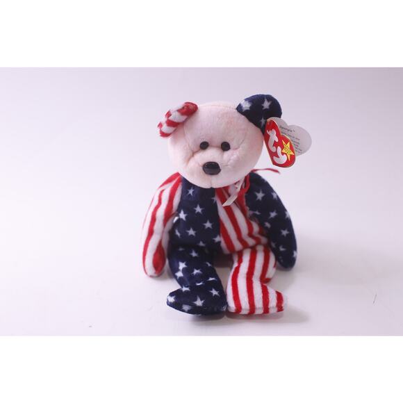 Ty, Beanie Baby, Spangle, Teddy Bear, Stars and Stripes, 1999, ~ 250622-WH 355 - Picture 1 of 3